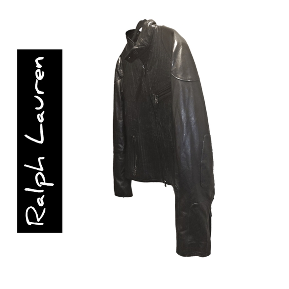 Ralph Lauren Black Moto Leather Jacket - Picture 3 of 4